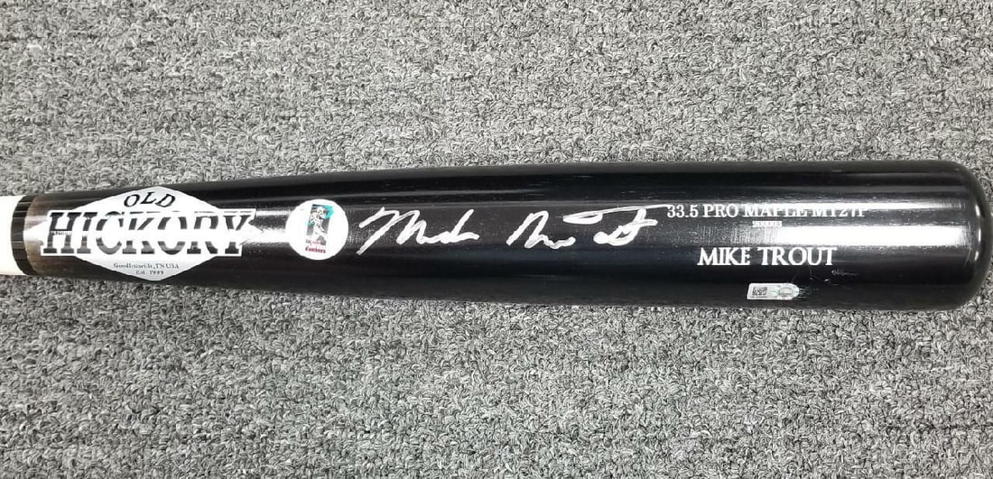 Mike Trout Signed Old Hickory Game Model Bat MLB Authenticated: Mike Trout Signed Old Hickory Game Model Bat MLB Authenticated Own a piece of baseball history with this Mike Trout signed Old Hickory Game Model Bat. This bat features the autograph of Mike Trout, a