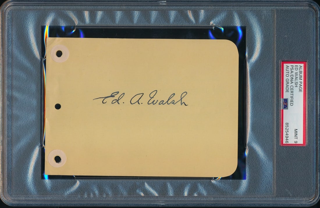 Ed Walsh HOF Autographed Album Page White Sox PSA/DNA Mint 9: Ed Walsh HOF Autographed Album Page White Sox PSA/DNA Mint 9 This listing features a signed album page of Ed Walsh, a Hall of Famer, from the Chicago White Sox. Measuring 6x4.5 inches, this original a