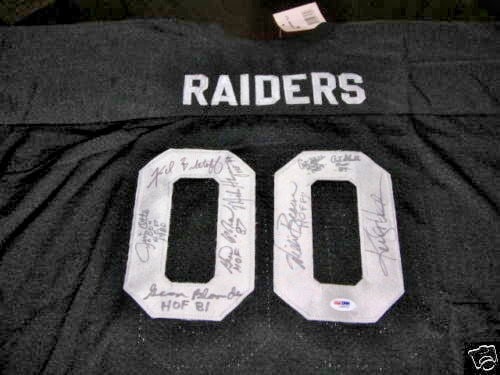 Signed Jersey with Ken Stabler Gene Upshaw George Blanda Jim Otto Plus Four PSA DNA COA: Signed Jersey with Ken Stabler Gene Upshaw George Blanda Jim Otto Plus Four PSA DNA COA This is a pre-owned jersey signed by Ken Stabler, Gene Upshaw, George Blanda, Jim Otto, and four additional indi