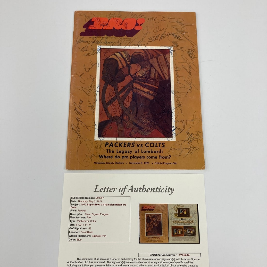 1970 Baltimore Colts Super Bowl V Signed Program Johnny Unitas JSA Authenticated: 1970 Baltimore Colts Super Bowl V Signed Program Johnny Unitas JSA Authenticated Celebrate the legacy of the 1970 Baltimore Colts with this original Super Bowl V championship program, personally signe