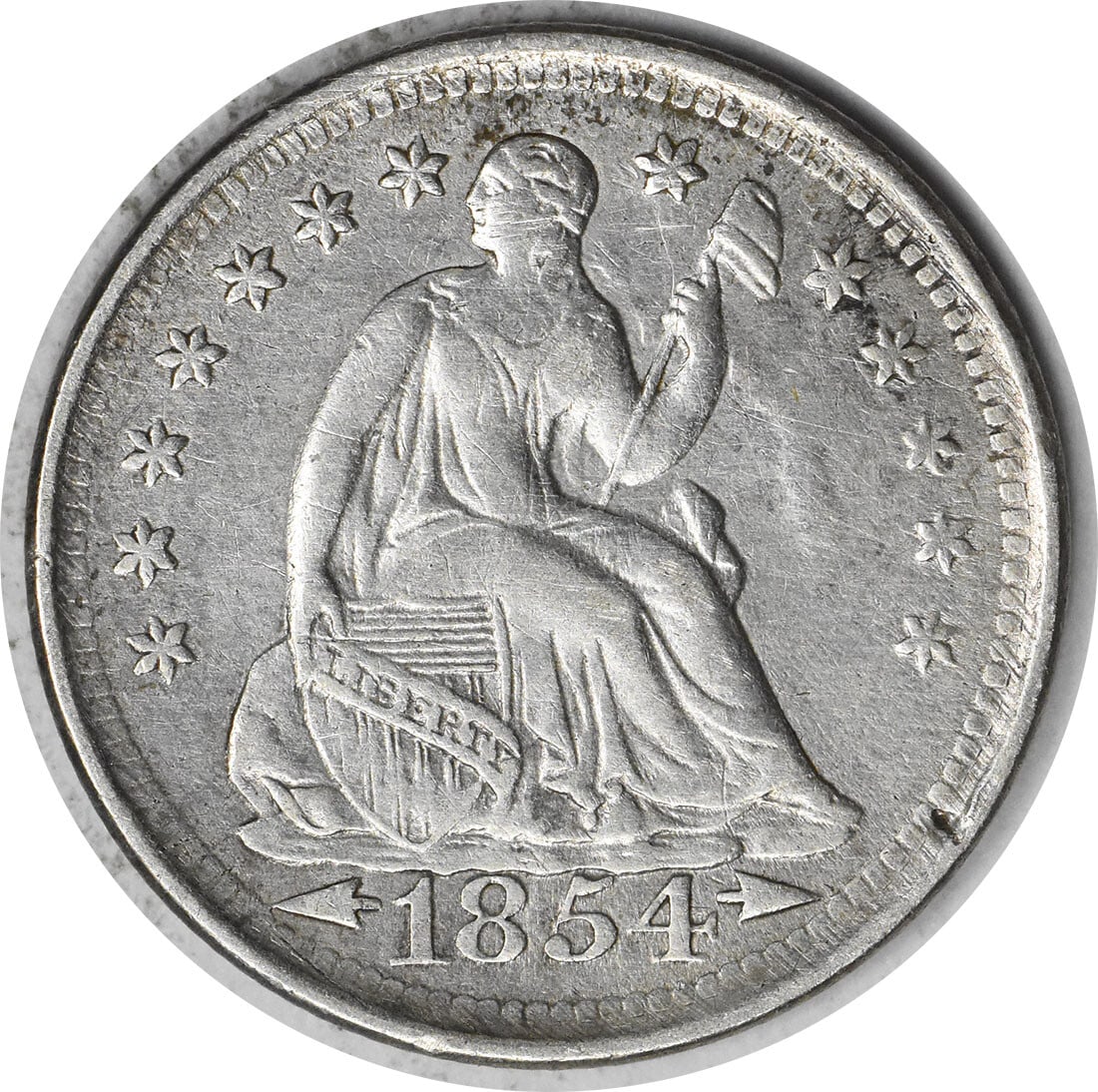 1854 Liberty Seated Half Dime AU 90% Silver Christian Gobrecht (1 of 2)