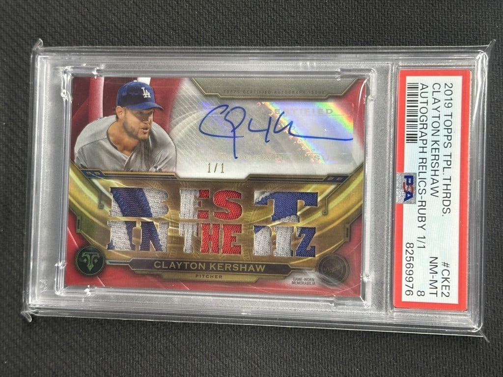 Clayton Kershaw 2019 Topps Triple Threads Auto PSA 8 #CKE2 (1 of 2)