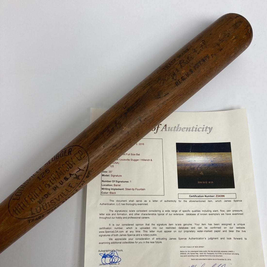 Babe Ruth Signed 1920s Louisville Slugger Bat JSA Authenticated: Babe Ruth Signed 1920s Louisville Slugger Bat JSA Authenticated This is an original game model baseball bat from the 1920s, signed by legendary player Babe Ruth. Crafted by Hillerich & Bradsby, this 3