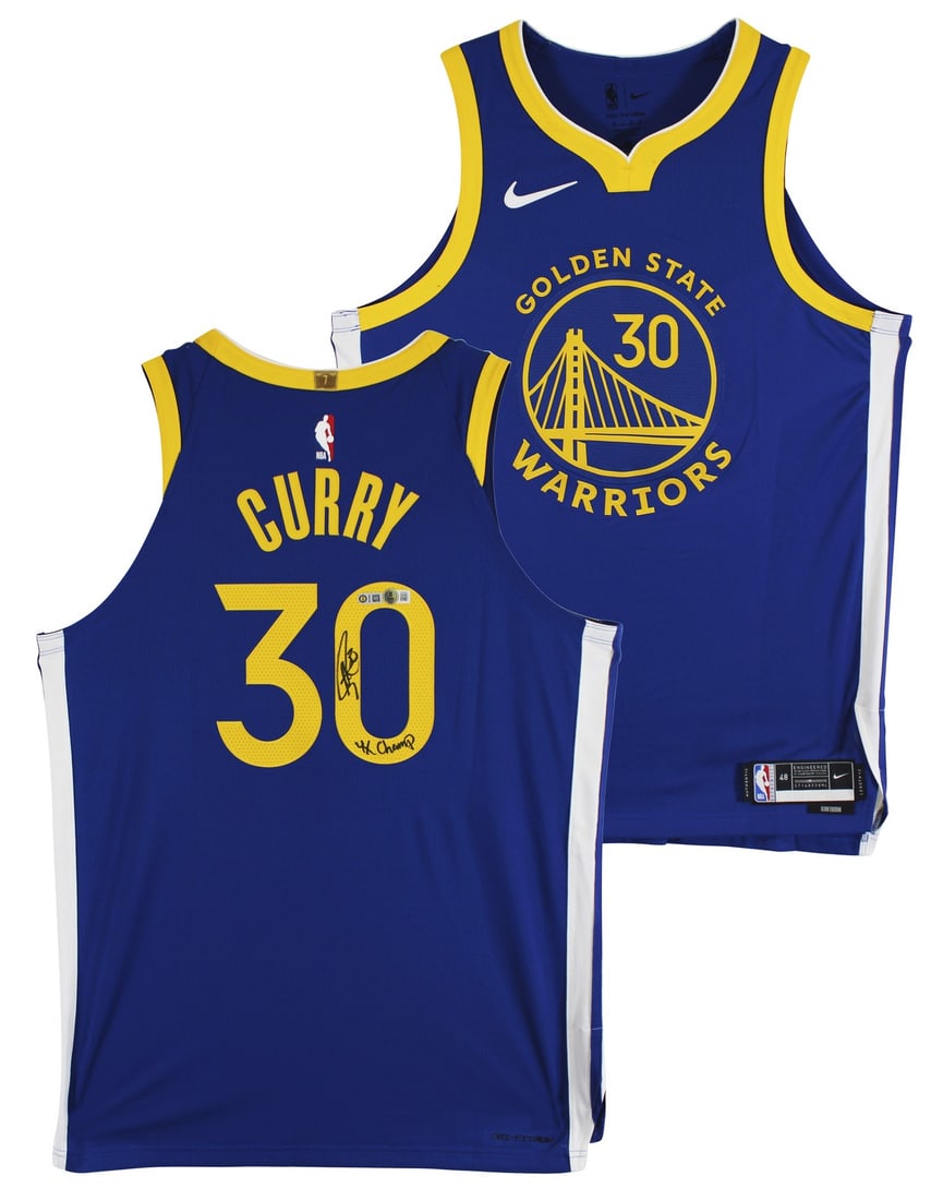 Stephen Curry Signed Blue Nike Icon Jersey 4x Champ BAS Authenticated: Stephen Curry Signed Blue Nike Icon Jersey 4x Champ BAS Authenticated Celebrate Stephen Curry's remarkable achievements with this autographed Blue Nike Icon Edition Authentic Jersey, featuring the ins