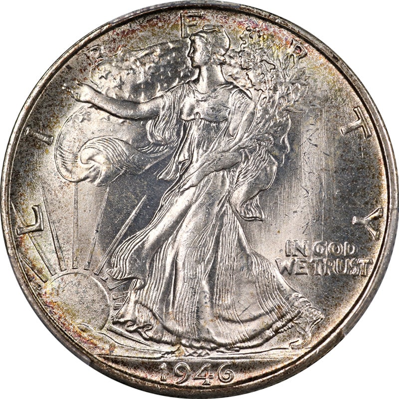 1946-S Silver Walking Liberty Half Dollar PCGS MS66 San Francisco Mint: 1946-S Silver Walking Liberty Half Dollar PCGS MS66 San Francisco Mint This 1946-S Walking Liberty Half Dollar is certified by PCGS with a grade of MS66. Struck at the San Francisco Mint, this uncircu