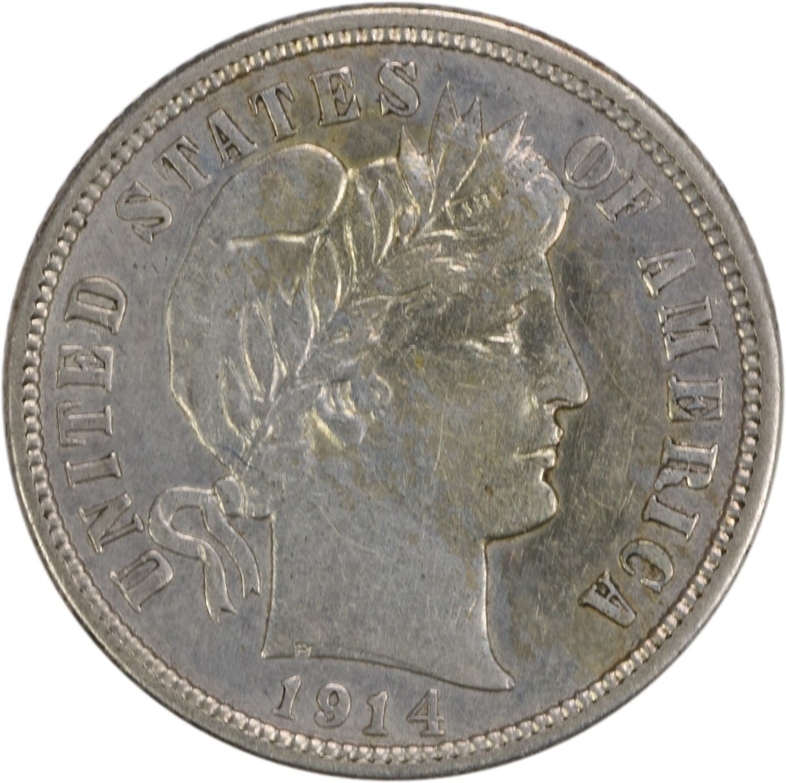 1914-D Barber Silver Dime AU Uncertified 10C Coin Denver Mint (1 of 2)