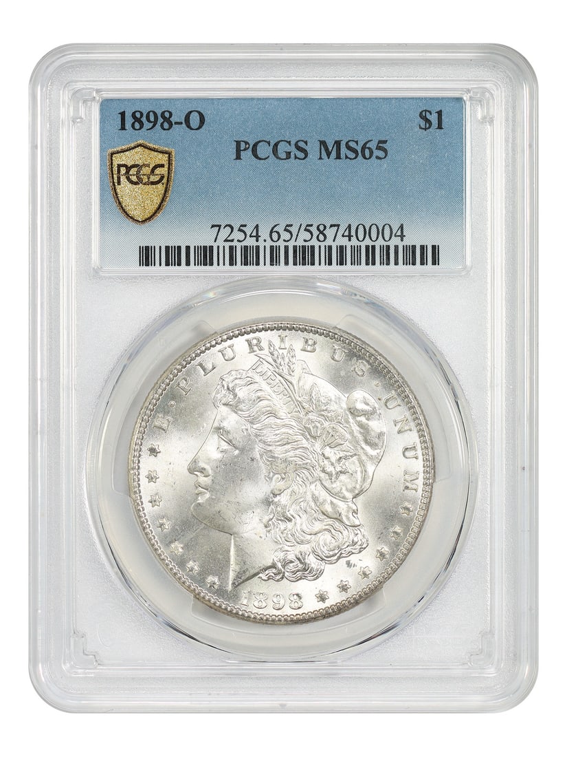 PCGS Graded MS65 1898-O Morgan Silver Dollar Uncirculated: PCGS Graded MS65 1898-O Morgan Silver Dollar Uncirculated This is a 1898-O Morgan Dollar graded MS65 by PCGS. The coin is uncirculated and was minted in New Orleans. It belongs to the Morgan Dollar se