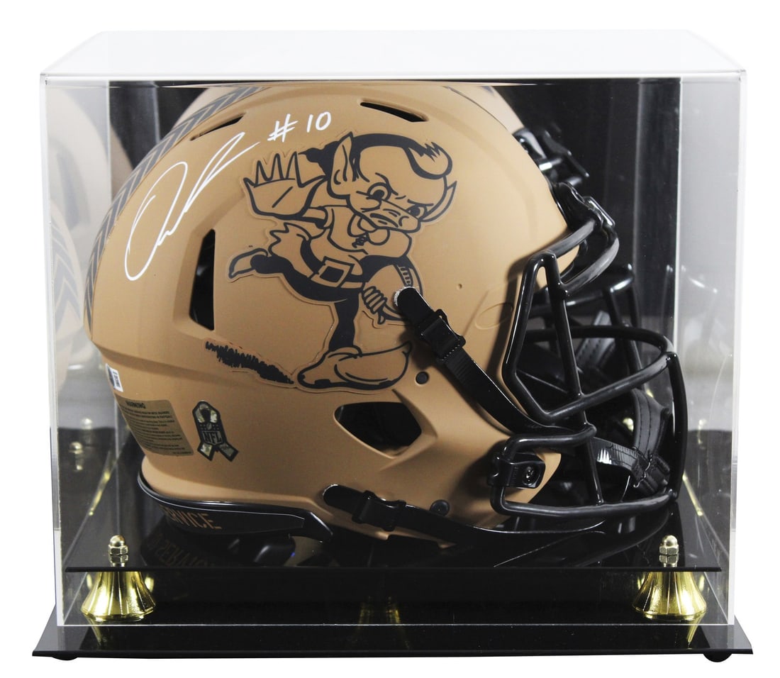 Cleveland Browns Quinshon Judkins Signed Full Size Speed Helmet with BAS Authentication: Cleveland Browns Quinshon Judkins Signed Full Size Speed Helmet with BAS Authentication This autographed alternate 2023 Salute To Service II Riddell Full Size Speed Proline Helmet is a remarkable coll