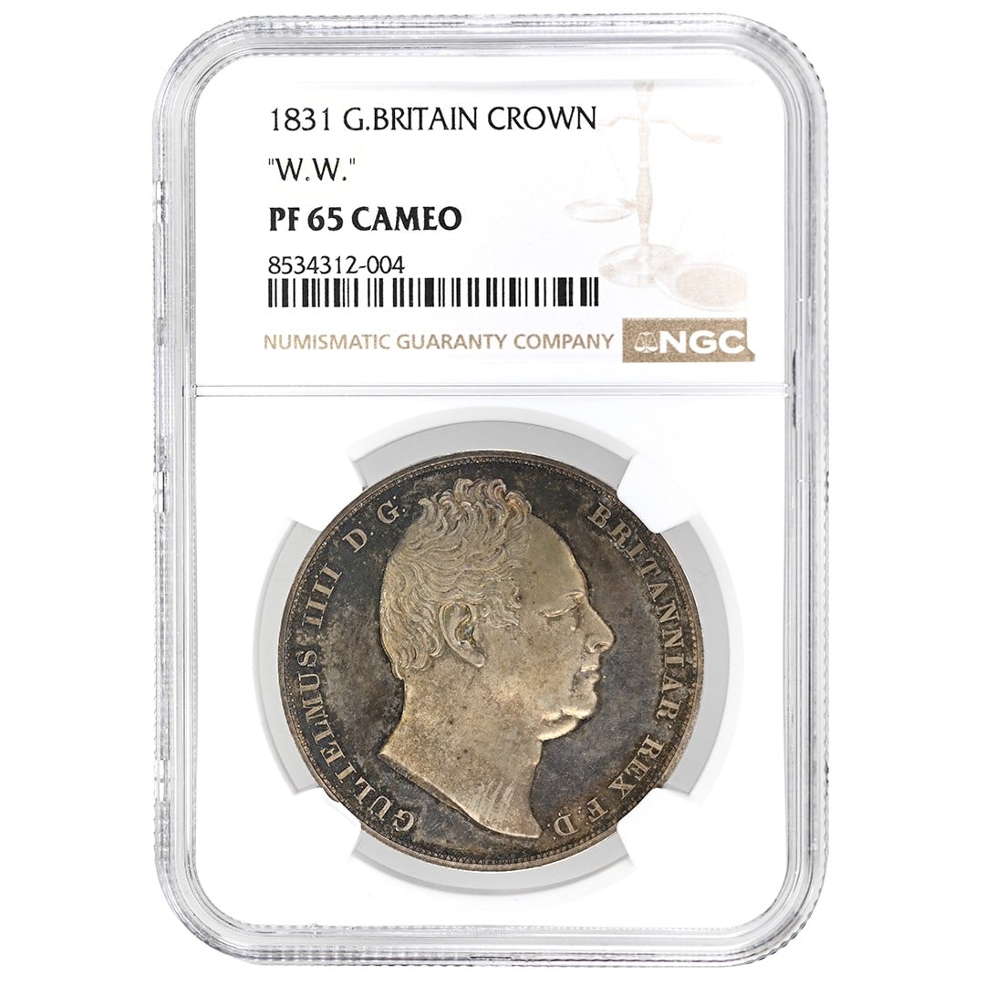 NGC PF65CAM 1831 Silver Crown William IV Great Britain Certified Coin: NGC PF65CAM 1831 Silver Crown William IV Great Britain Certified Coin This is an un-used 1831 Great Britain 1 Crown silver coin featuring William IV. The coin is certified by NGC with a PF65CAM grade