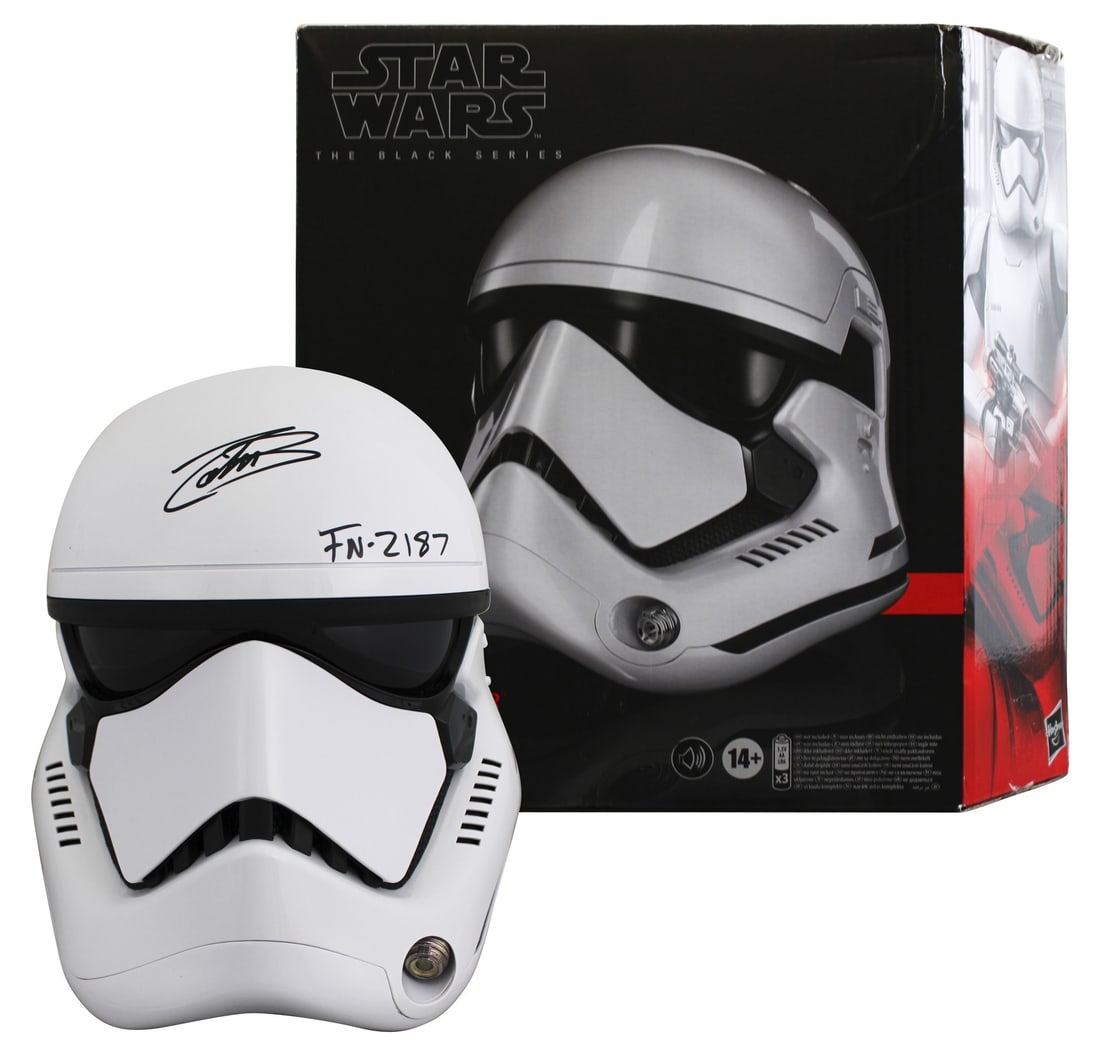 John Boyega Signed FN-2187 Helmet Star Wars The Force Awakens BAS Certified: John Boyega Signed FN-2187 Helmet Star Wars The Force Awakens BAS Certified This full-size replica helmet, personally signed by John Boyega, features the iconic inscription "FN-2187" from Star Wars: T