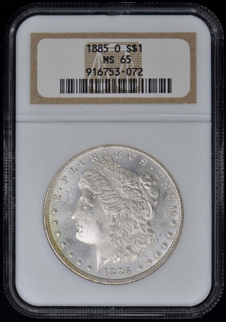 1885-O Morgan Dollar NGC MS65 Uncirculated New Orleans: 1885-O Morgan Dollar NGC MS65 Uncirculated New Orleans This stunning 1885-O Morgan Dollar has been certified by NGC with a grade of MS65, indicating an uncirculated condition. Minted in New Orleans, t