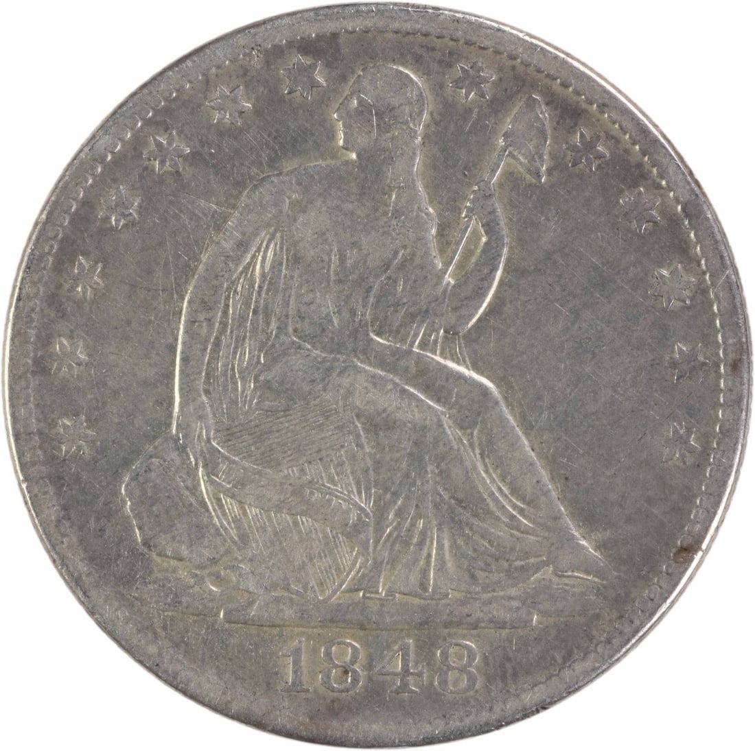 1848-O Seated Liberty Half Dollar Silver Coin VF New Orleans Mint Uncertified (1 of 2)