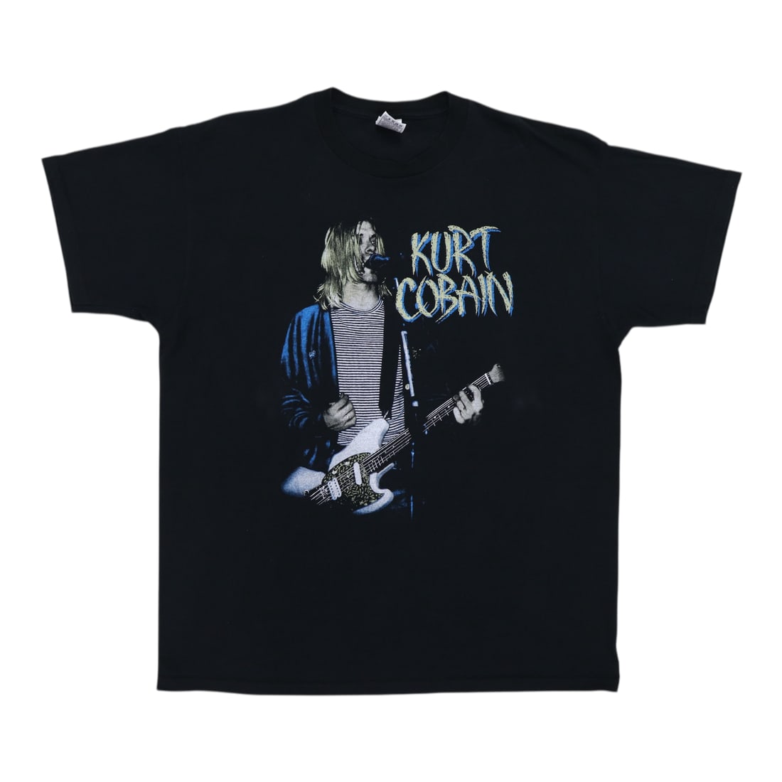 Vintage 1990s Black Kurt Cobain Memorial Graphic T-Shirt XL: Vintage 1990s Black Kurt Cobain Memorial Graphic T-Shirt XL This is an original vintage 1990s Kurt Cobain Memorial Shirt featuring graphics on both the front and back. Made from 100% cotton, the shirt