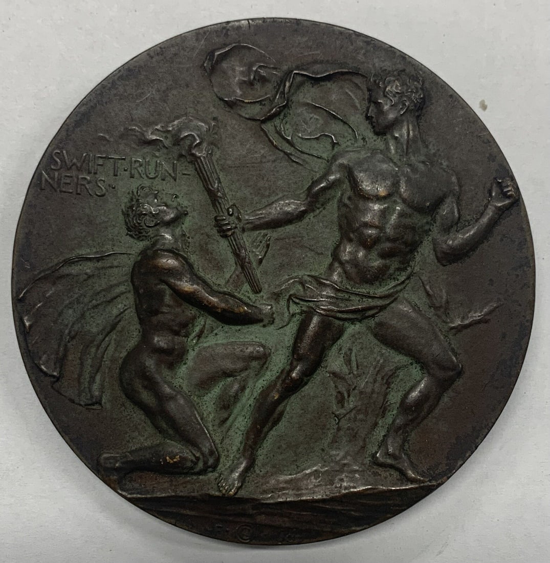 Bronze Medal 3 Inch Society of Medalists Swift-Run-Ners 6th Edition: Bronze Medal 3 Inch Society of Medalists Swift-Run-Ners 6th Edition This is a pre-owned Society of Medalists Swift-Run-Ners medal, 6th issue. The medal is composed of bronze and measures 3 inches in d