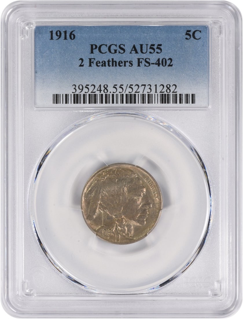 1916 Buffalo Nickel AU55 PCGS Certified James Earle Fraser Design: 1916 Buffalo Nickel AU55 PCGS Certified James Earle Fraser Design This 1916 Buffalo Nickel features the iconic design by James Earle Fraser, minted in Philadelphia. It is certified by PCGS with a grad