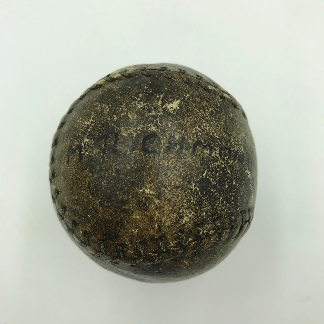 Rare 1800s Signed Autographed Baseball by M Richmond: Rare 1800s Signed Autographed Baseball by M Richmond This extraordinary vintage baseball from the 1800s is an authentic piece of sports history. It features a signature that appears to be from M. Rich