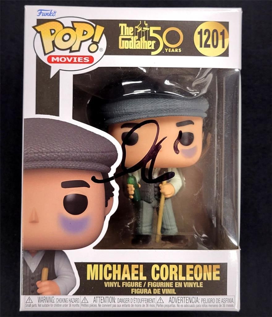 Al Pacino Signed Michael Corleone Funko Pop The Godfather Beckett Authenticated: Al Pacino Signed Michael Corleone Funko Pop The Godfather Beckett Authenticated This is a Funko Pop figure of Michael Corleone from the iconic film The Godfather, signed by the legendary actor Al Paci