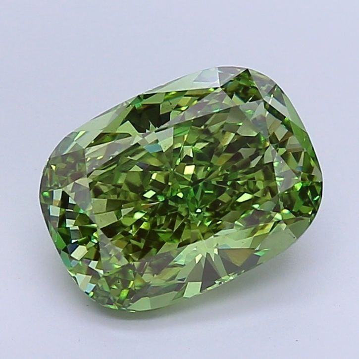 Loose Diamond - CUSHION BRILLIANT 5.26ct Fancy Vivid Green VS2: Loose Diamond - CUSHION BRILLIANT 5.26ct Fancy Vivid Green VS2 Source: This is a real non-mined Diamond that has been grown in a lab Shape: CUSHION BRILLIANT Carats: 5.26 Color: Fancy Vivid Green Cert