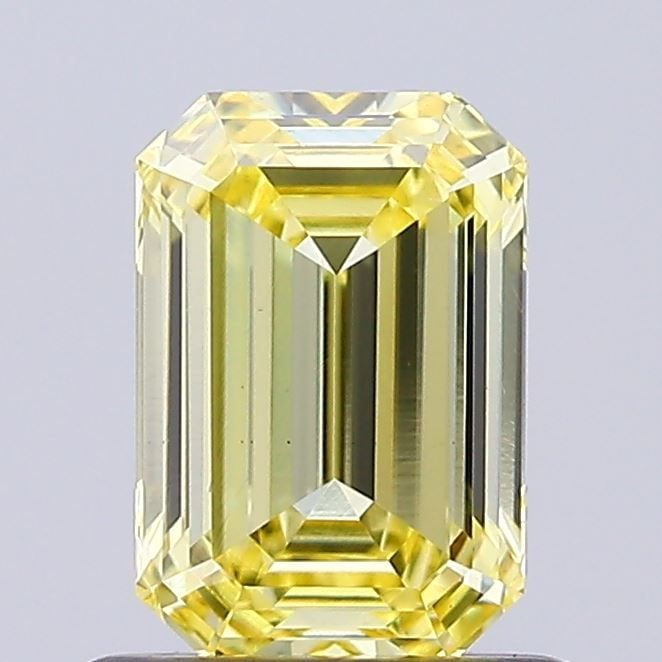 Loose Diamond - EMERALD 0.88ct Fancy Intense Yellow VVS2: Loose Diamond - EMERALD 0.88ct Fancy Intense Yellow VVS2 Source: This is a real non-mined Diamond that has been grown in a lab Shape: EMERALD Carats: 0.88 Color: Fancy Intense Yellow Certification: NO
