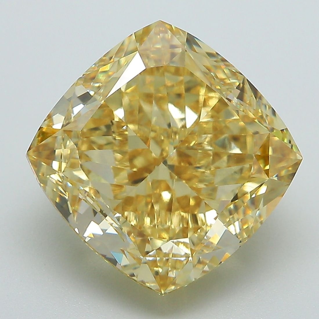 Loose Diamond - CUSHION MODIFIED 9.18ct Fancy Vivid Yellow VS1: Loose Diamond - CUSHION MODIFIED 9.18ct Fancy Vivid Yellow VS1 Source: This is a real non-mined Diamond that has been grown in a lab Shape: CUSHION MODIFIED Carats: 9.18 Color: Fancy Vivid Yellow Cert