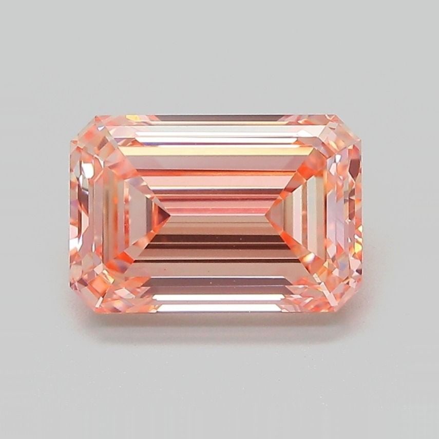 Loose Diamond - EMERALD 2.61ct Fancy Vivid Pink Orange VVS2: Loose Diamond - EMERALD 2.61ct Fancy Vivid Pink Orange VVS2 Source: This is a real non-mined Diamond that has been grown in a lab Shape: EMERALD Carats: 2.61 Color: Fancy Vivid Pink Orange Certificati