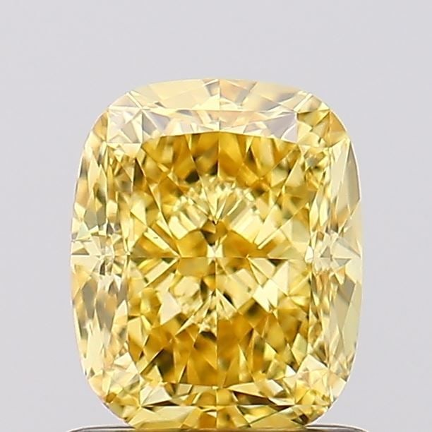 Loose Diamond - CUSHION MODIFIED 1.23ct Fancy Vivid Yellow VS2: Loose Diamond - CUSHION MODIFIED 1.23ct Fancy Vivid Yellow VS2 Source: This is a real non-mined Diamond that has been grown in a lab Shape: CUSHION MODIFIED Carats: 1.23 Color: Fancy Vivid Yellow Cert
