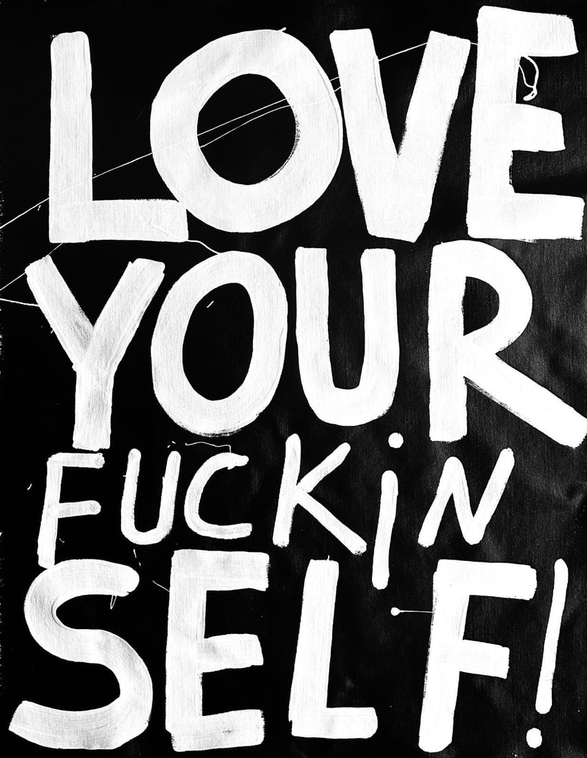 Vera Kochubey Love Your Fucking Self Neo-Expressionist Painting 31.5 x 24: Vera Kochubey Love Your Fucking Self Neo-Expressionist Painting 31.5 x 24 Experience the evocative power of "Love Your Fucking Self," a striking painting by Vera Kochubey, crafted in 2024. This Neo-Ex