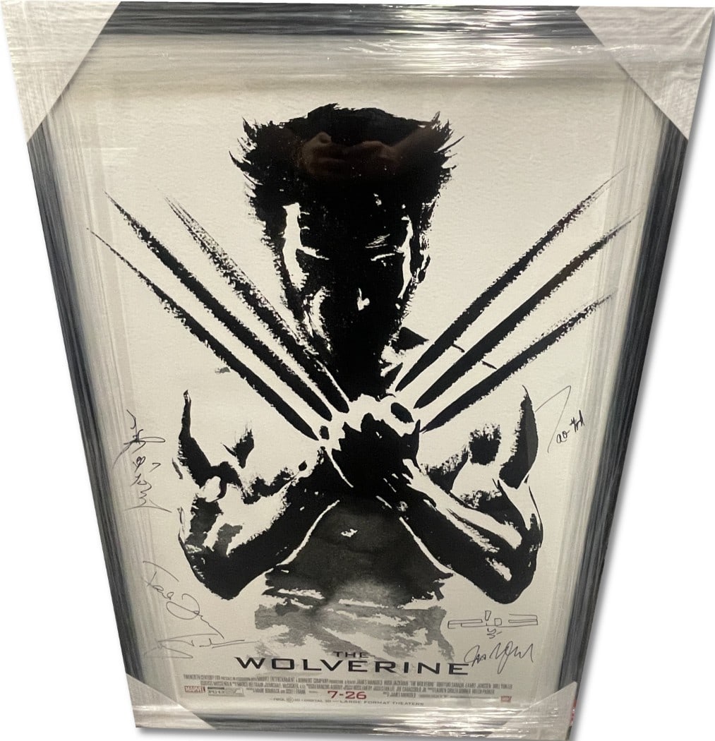 The Wolverine Signed Cast Poster Hugh Jackman Tao Okamoto JSA Authenticated Framed 29x42: The Wolverine Signed Cast Poster Hugh Jackman Tao Okamoto JSA Authenticated Framed 29x42 This is an original framed poster of 'The Wolverine', featuring the autographs of Hugh Jackman, Tao Okamoto, Fa