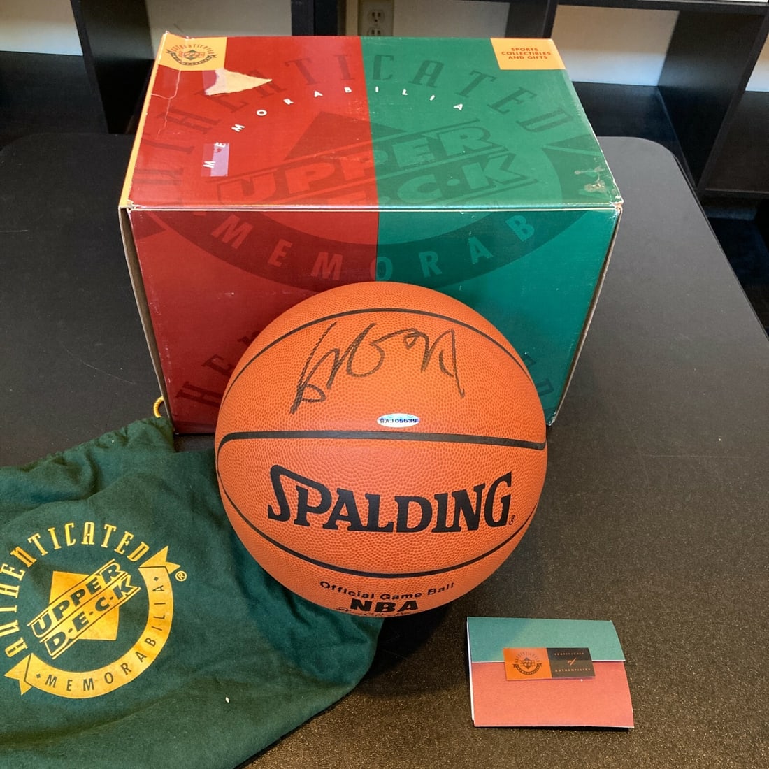 Yao Ming Signed Spalding NBA Basketball with UDA COA and Box: Yao Ming Signed Spalding NBA Basketball with UDA COA and Box This is an extremely rare Yao Ming signed Spalding Official NBA Game Basketball, authenticated by Upper Deck. The basketball comes complete