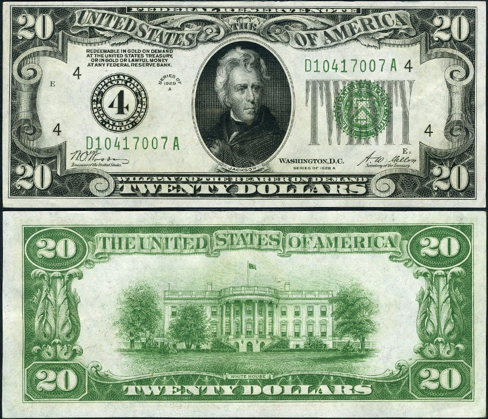 1928-A $20 Cleveland Federal Reserve Note D-A Block Uncirculated (1 of 3)