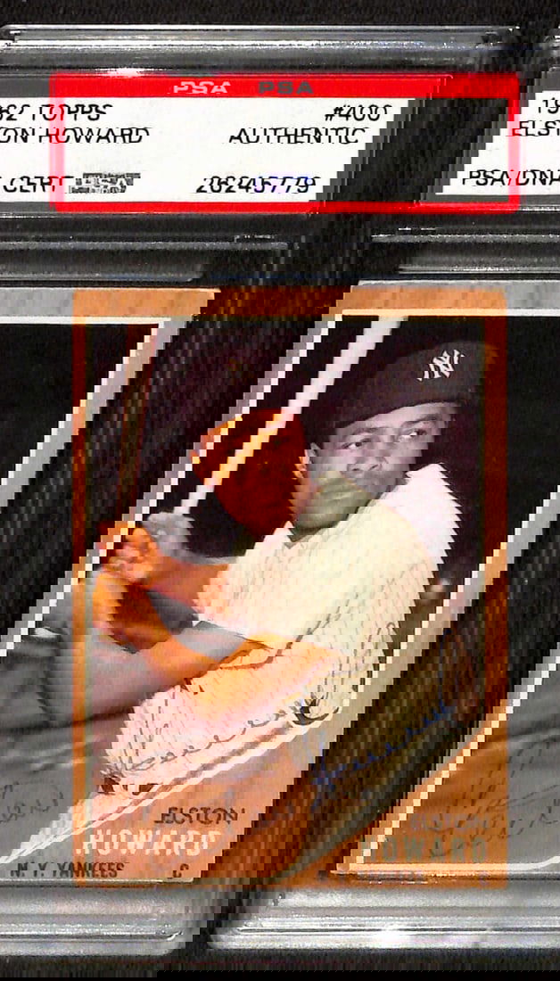 1962 Topps #400 Elston Howard Autographed Card PSA/DNA Certified (1 of 1)