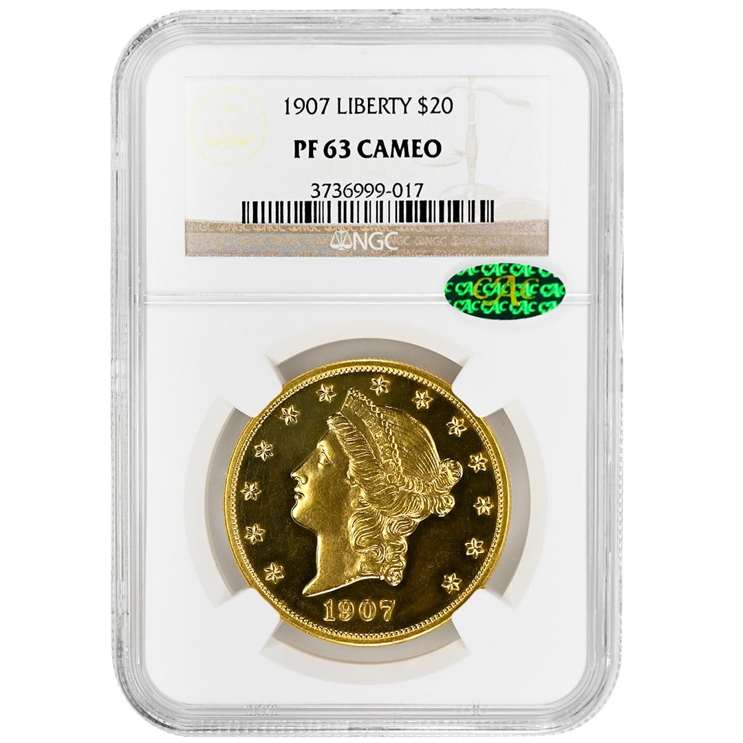 1907 Liberty Head $20 Gold Proof Cameo Double Eagle NGC PF63 CAC (1 of 2)