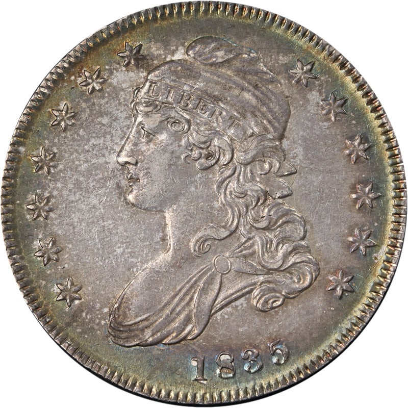 1835 Bust Half Dollar AU/BU Exceptional Eye Appeal Silver Coin (1 of 2)