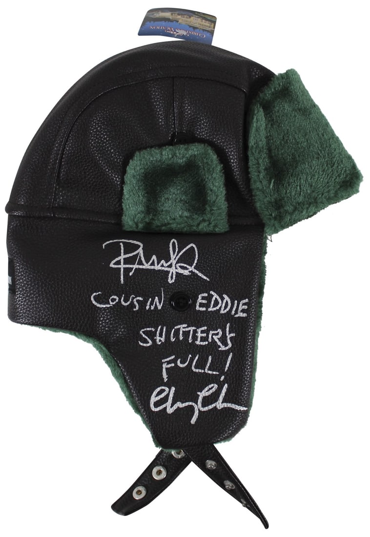 Chevy Chase Randy Quaid Signed Hat Cousin Eddie Inscription BAS: Chevy Chase Randy Quaid Signed Hat Cousin Eddie Inscription BAS Celebrate the holiday spirit with this unique autographed hat from the iconic movie 'National Lampoon's Christmas Vacation.' Personally
