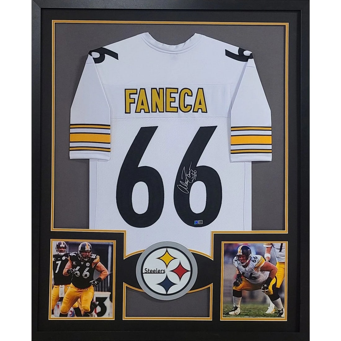 Alan Faneca Autographed Framed Jersey TSE Authenticated Pittsburgh Steelers: Alan Faneca Autographed Framed Jersey TSE Authenticated Pittsburgh Steelers This autographed Alan Faneca framed jersey is a must-have for any Pittsburgh Steelers fan. Authenticated by TSE, a leader in