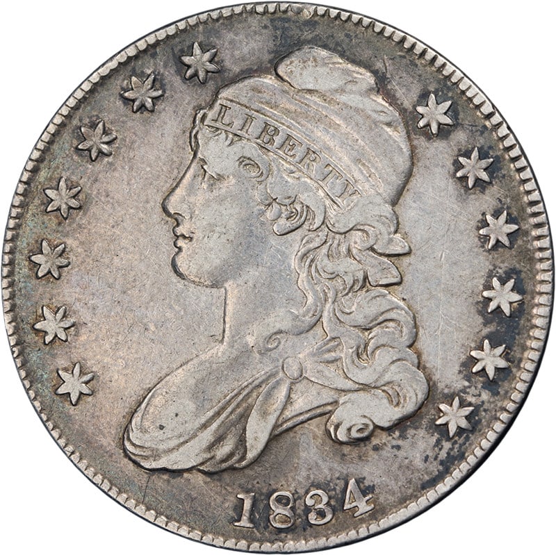 1834 Silver Capped Bust Half Dollar Small Date Small Letters XF 0-111 R.1 (1 of 2)