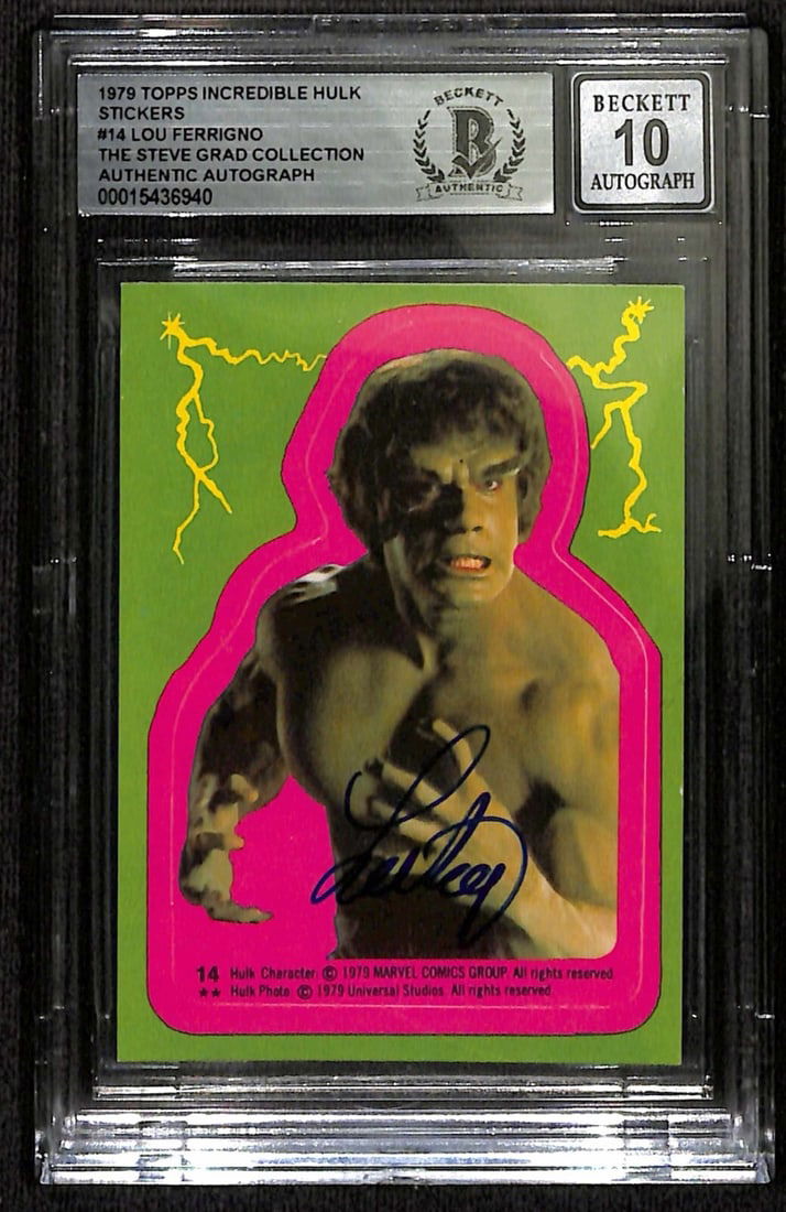 Lou Ferrigno Signed 1979 Topps Incredible Hulk Sticker Auto 10 Beckett (1 of 1)