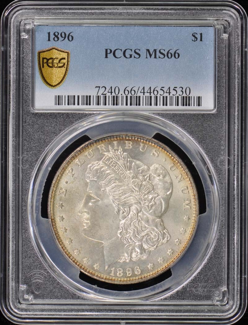 1896 Morgan Dollar PCGS MS66 Uncirculated Philadelphia Mint: 1896 Morgan Dollar PCGS MS66 Uncirculated Philadelphia Mint This 1896 Morgan Dollar is certified by PCGS with a grade of MS66, indicating its uncirculated condition. Minted in Philadelphia, this coin
