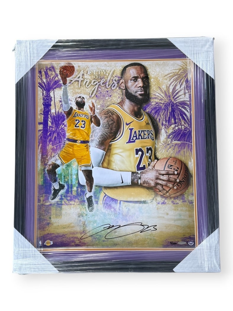 Framed 20x24 Lakers Photo Signed by LeBron James UDA 3 of 100 (1 of 4)