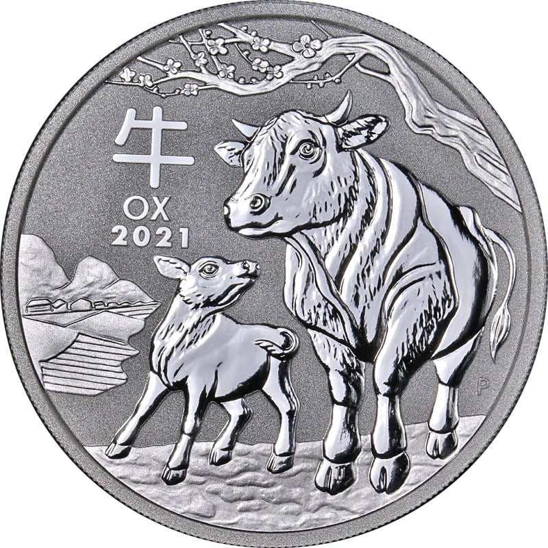 2021 Silver 1 oz Australia Lunar Ox Series III Brilliant Uncirculated Coin (1 of 2)