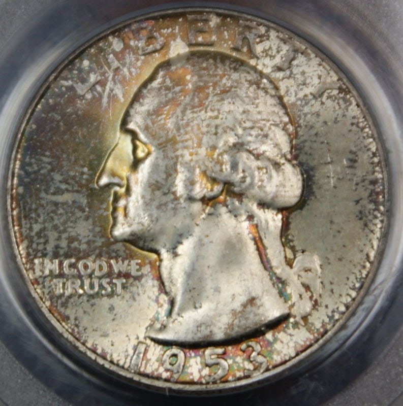 PCGS MS-65 1953-S Silver Washington Quarter Gem Toned Uncirculated 25c (1 of 4)