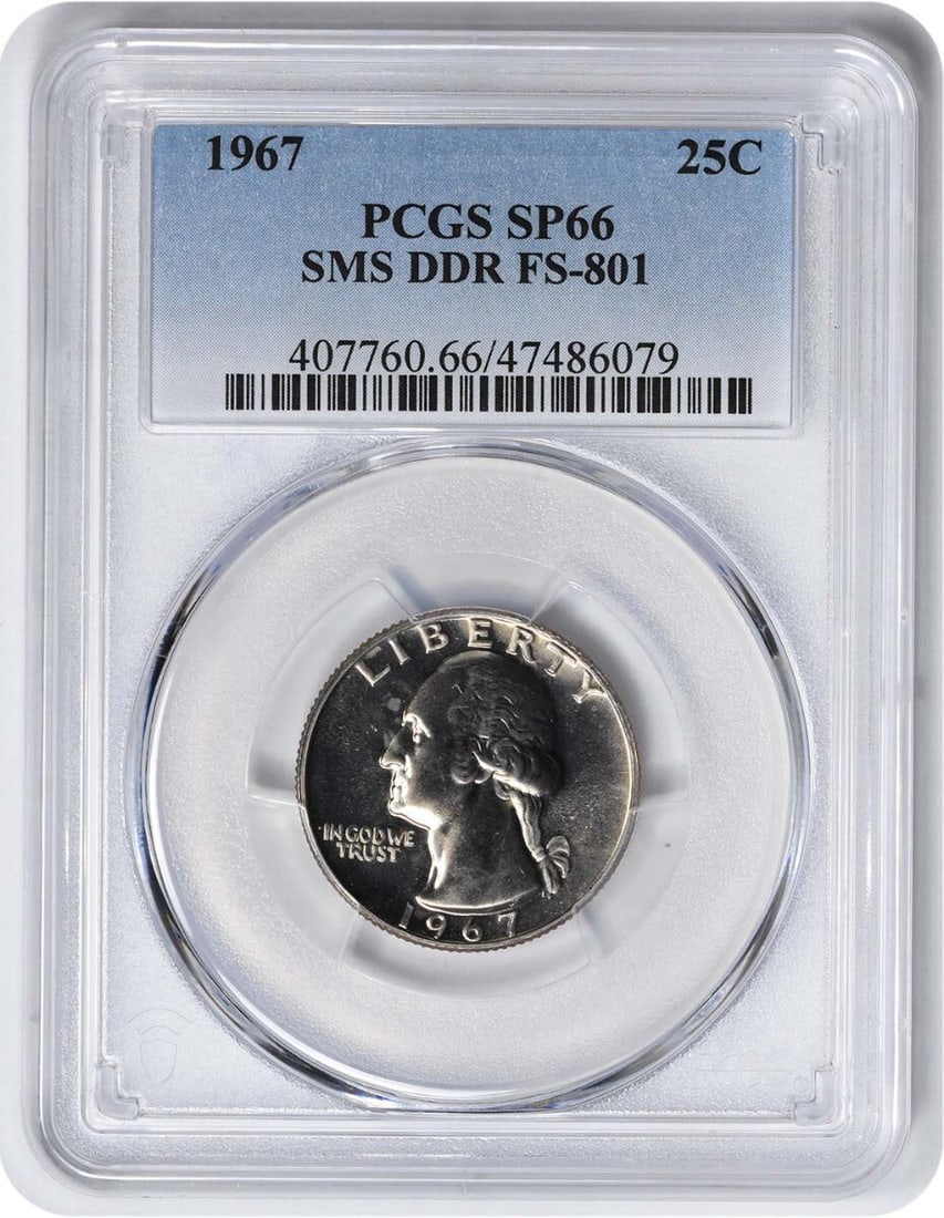 1967 Washington Quarter SP66 PCGS Uncirculated 25C Philadelphia Mint: 1967 Washington Quarter SP66 PCGS Uncirculated 25C Philadelphia Mint This is a 1967 Washington Quarter, certified by PCGS with a grade of SP66. It features a composition of 75% copper and 25% nickel o