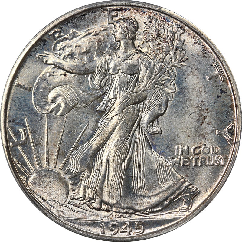 1945-D Walking Liberty Half PCGS MS66 Superb Eye Appeal Silver Coin: 1945-D Walking Liberty Half PCGS MS66 Superb Eye Appeal Silver Coin This exceptional 1945-D Walking Liberty Half boasts superb eye appeal, characterized by its fantastic luster and a nice strike. With