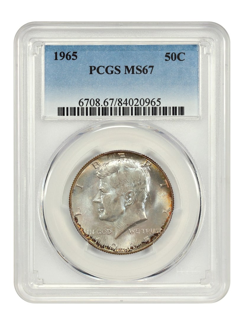 PCGS MS67 1965 Philadelphia 50 Cent Kennedy Half Dollar Coin (1 of 4)