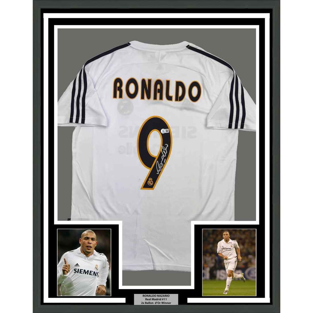 Ronaldo Nazario Signed Real Madrid Jersey Framed with Photos BAS COA 35x39 (1 of 2)