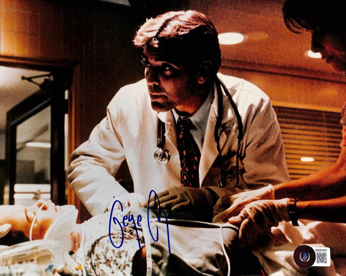 George Clooney Doug Ross Signed 8x10 Photo Beckett Certified: George Clooney Doug Ross Signed 8x10 Photo Beckett Certified This is an autographed 8x10 photograph of George Clooney as "Doug Ross" from the TV series ER. The photo is signed in blue permanent marker