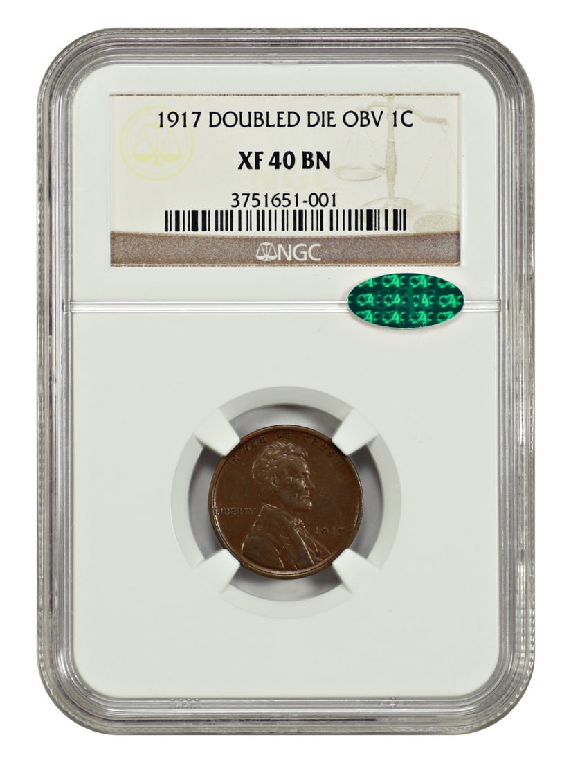 1917 Lincoln Cent Doubled Die Obverse NGC CAC XF40 Brown (1 of 4)