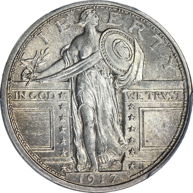 PCGS MS63 FH 1917-S Standing Liberty Silver Quarter with Exceptional Luster: PCGS MS63 FH 1917-S Standing Liberty Silver Quarter with Exceptional Luster This 1917-S Type 1 Standing Liberty Quarter is certified by PCGS with a grade of MS63 FH. The coin is composed of silver wit