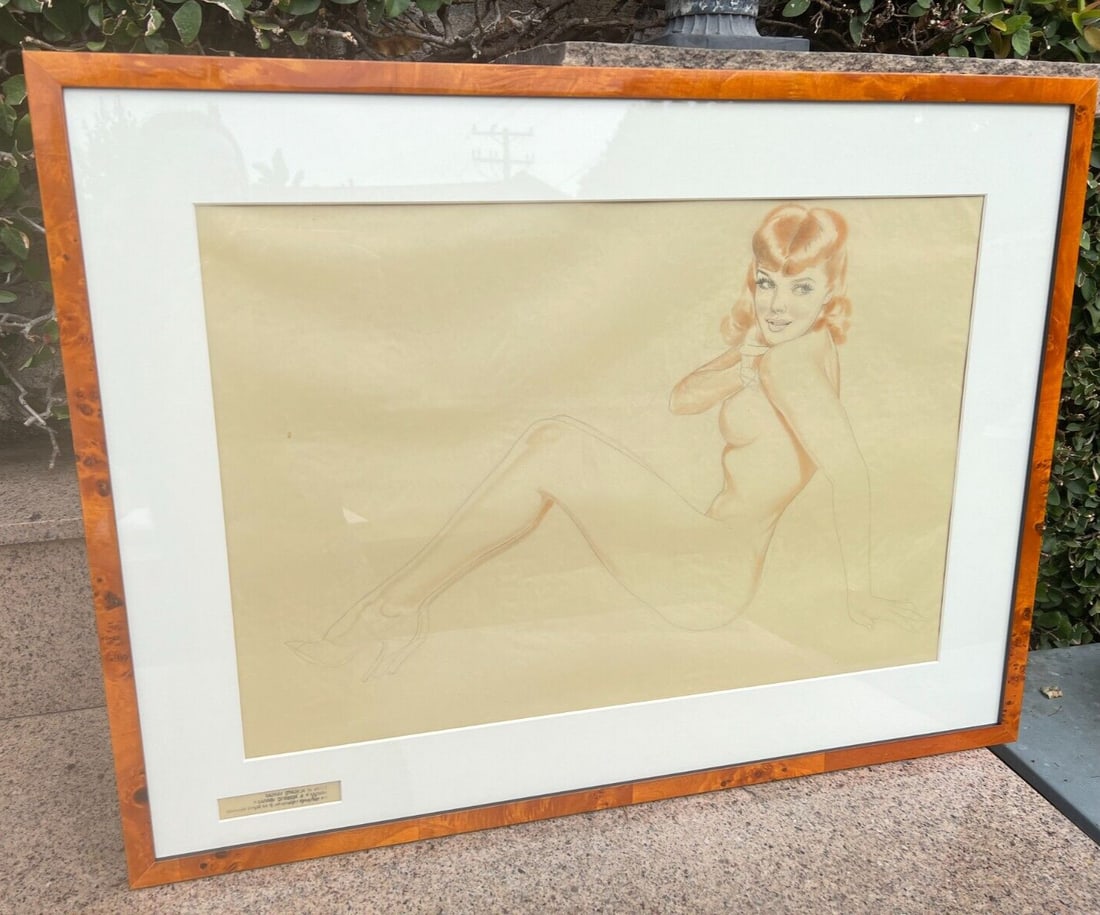 Original Alberto Vargas Watercolor Nude Study Framed Artwork: Original Alberto Vargas Watercolor Nude Study Framed Artwork Experience the beauty of this original watercolor and pencil drawing by renowned Peruvian American artist Alberto Vargas (1896-1982). This