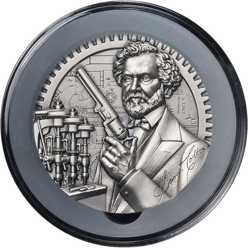 2025 Samoa 2oz Silver 5 Tala Samuel Colt Coin UNCERTIFIED OGP STOCK: 2025 Samoa 2oz Silver 5 Tala Samuel Colt Coin UNCERTIFIED OGP STOCK This stunning 2025 Samoa 2 Ounce Silver 5 Tala coin commemorates the Father of the Revolver, Samuel Colt. Crafted from .999 fine sil